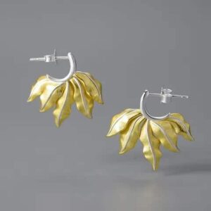 pendientes forma hoja plata